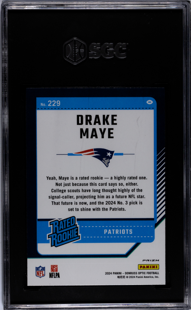 2024 Donruss Optic Drake Maye #229 Purple Scope Prizm SGC 9