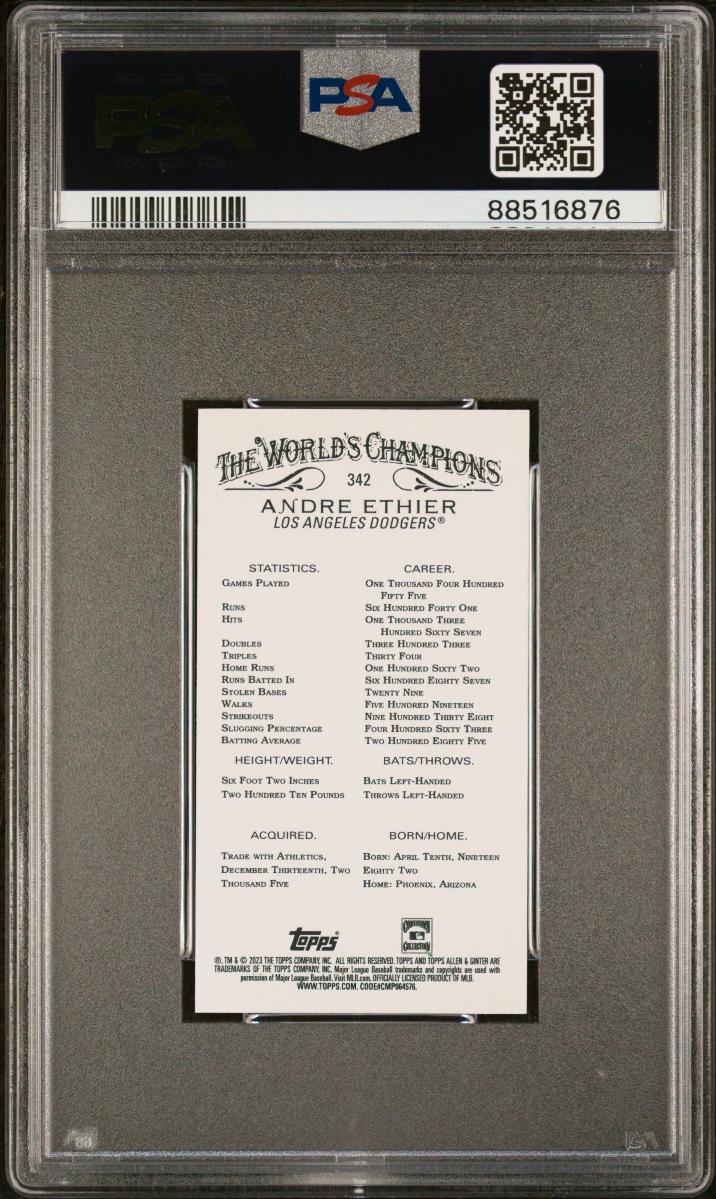 2023 Topps Allen & Ginter Andre Ethier #342 Mini Glossy 1/1 PSA 10