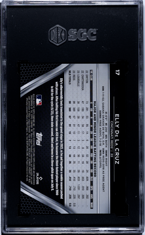 2024 Topps Chrome Black Elly De La Cruz #17 Gold Refractor SGC 9.5
