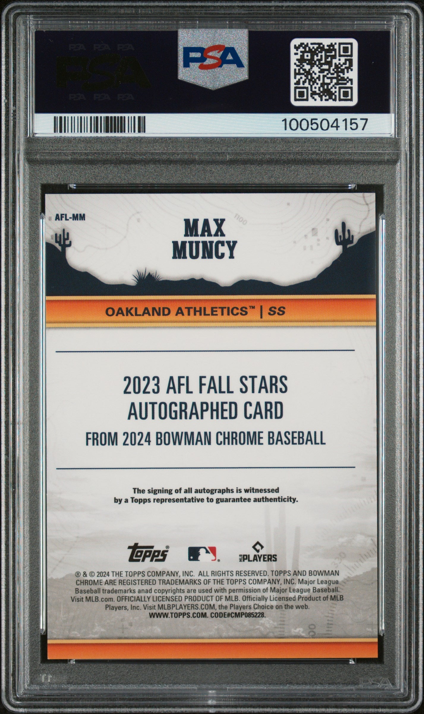 2024 Bowman Chrome 2023 Afl Fall Stars Autographs Max Muncy #AFLMM /150 PSA 10