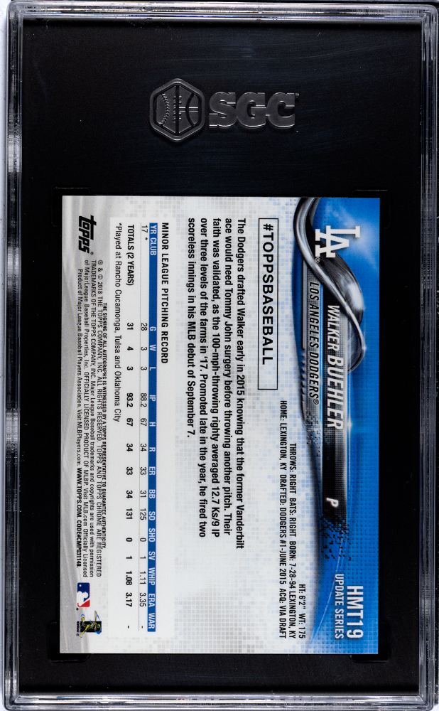 2018 Topps Chrome Update Walker Buehler #HMT19 Autograph SGC 10 Auto 10