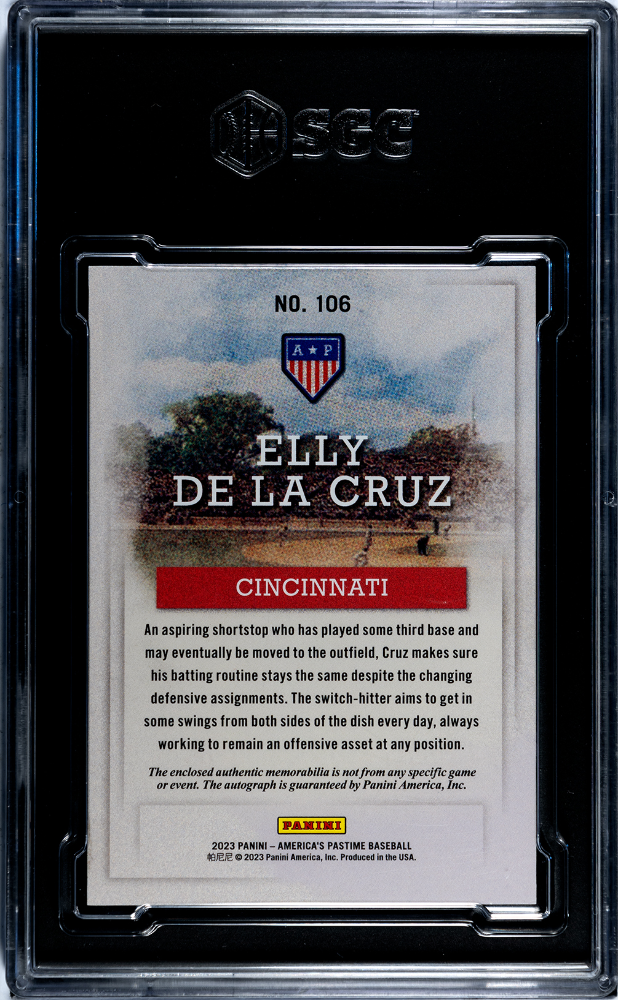 2023 Panini Chronicles Elly De La Cruz #106 America's Pastim Auto SGC 9 Auto 10