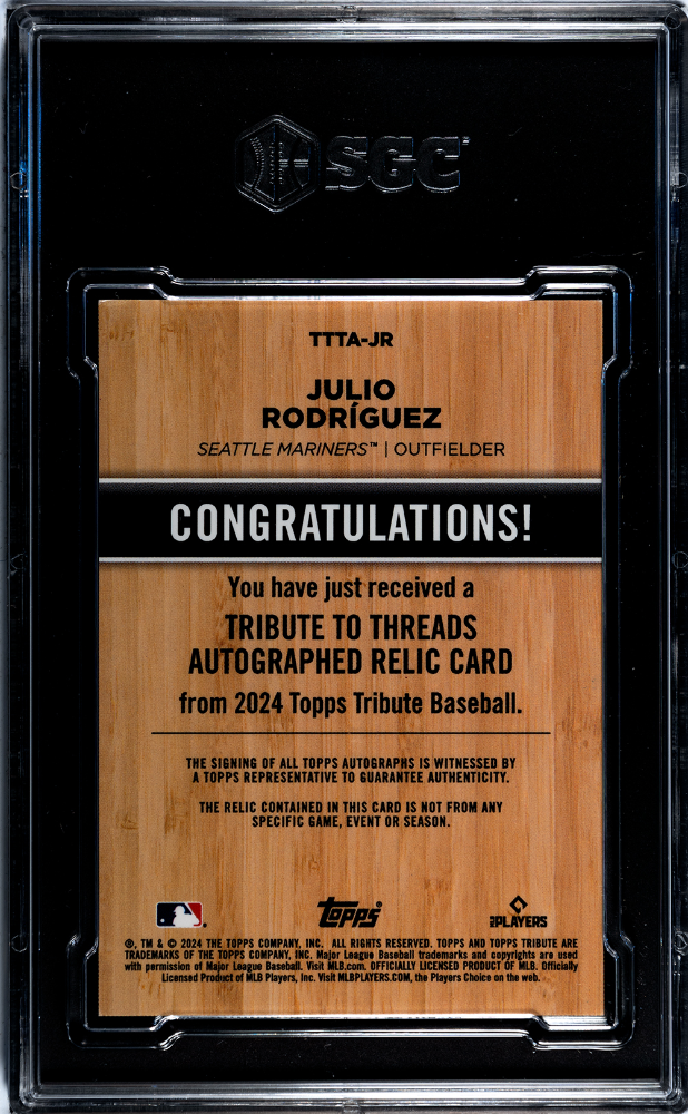 2024 Topps Tribute Julio Rodriguez #TTTA-JR Auto Relic SGC 8 Auto 10