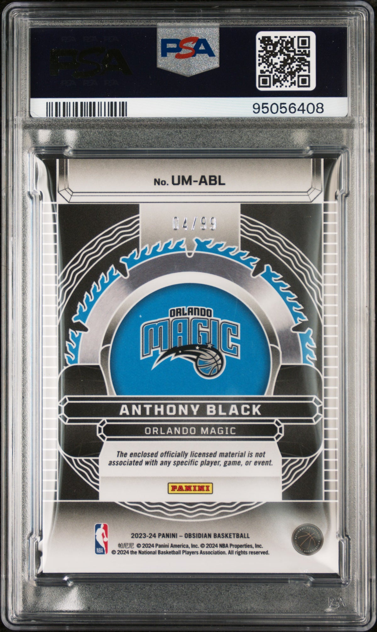 2023 Panini Obsidian Unbreakable Memorabilia Anthony Black Org Flood PSA 9