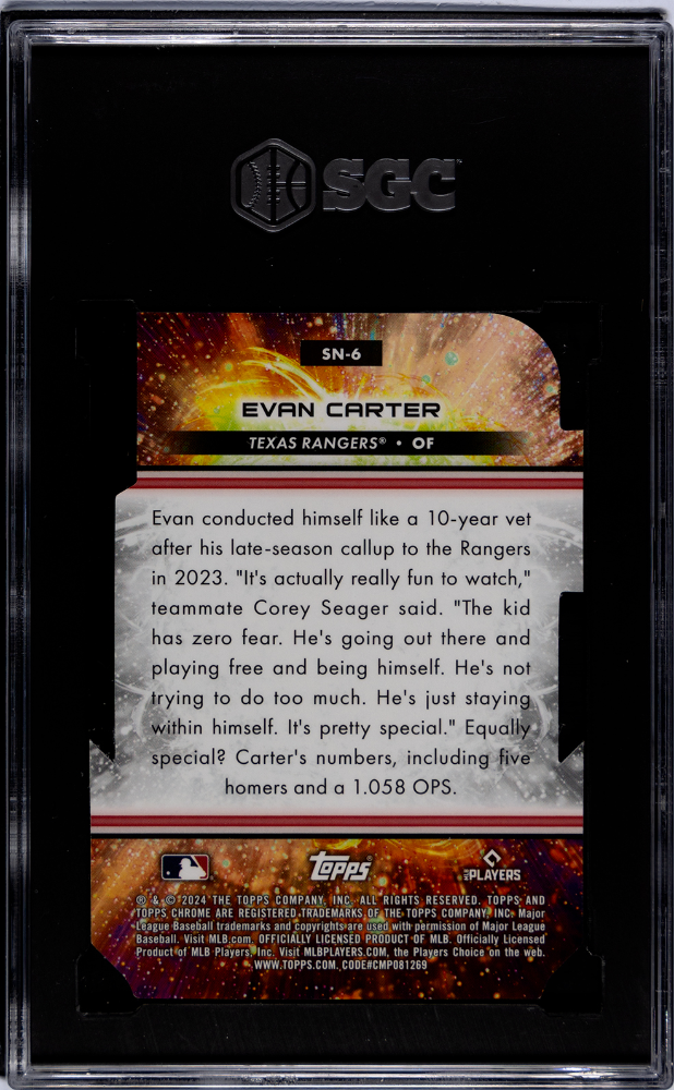 2024 Topps Cosmic Evan Carter #SN-6 Stella Nova Orange Galactic Refractor SGC 9