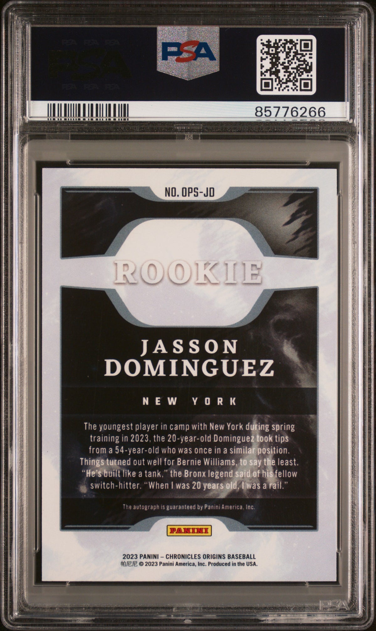 2023 Panini Chronicles Origins Rookie AUto Jasson Dominguez #OPSJD Red /99 PSA 9