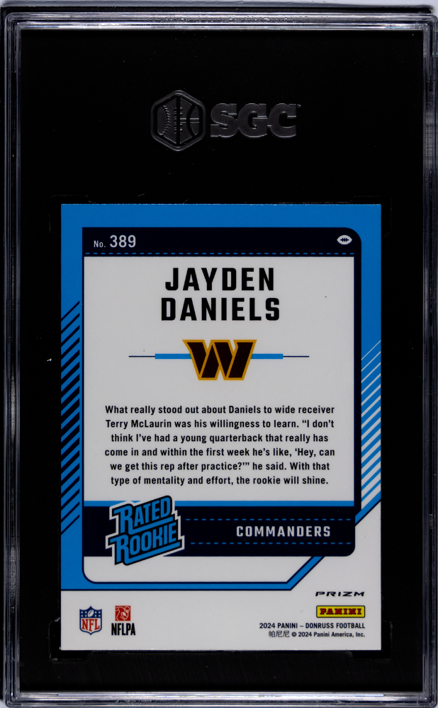2024 Donruss Jayden Daniels #389 Optic Preview Red Pandora Prizm SGC 9