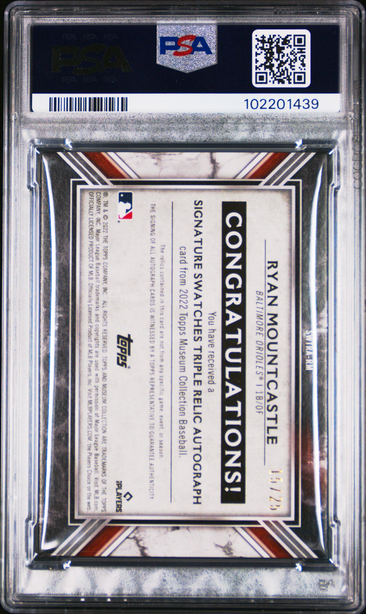 2022 Topps Museum Signature Swatches Triple Relic Auto Ryan Mountcastle