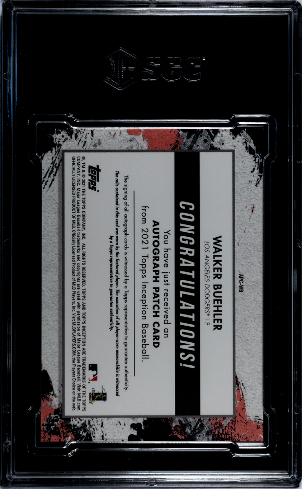 2021 Topps Inception Walker Buehler #APC-WB Autograph Patch SGC 9.5