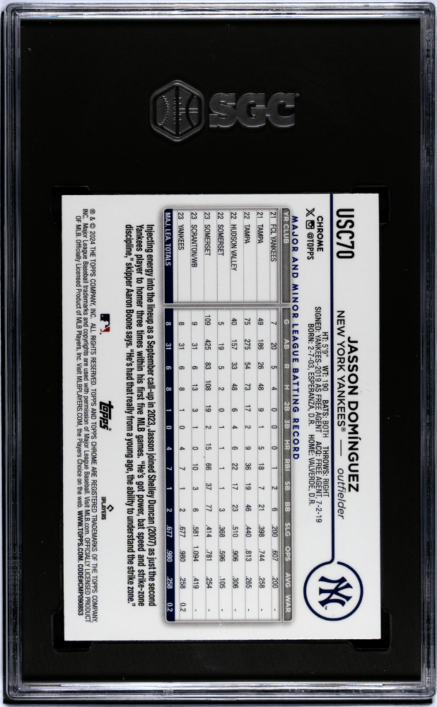 2024 Topps Chrome Update Jasson Dominguez #USC70 Image Var. SGC 6
