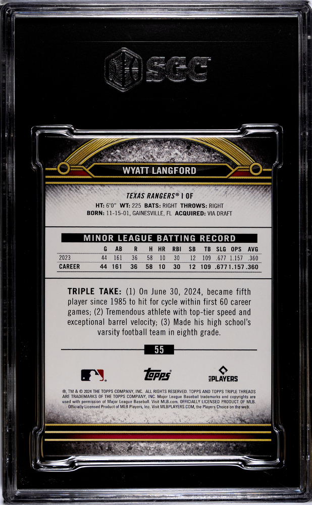 2024 Topps Triple Threads Wyatt Langford #55 Aquamarine SGC 8.5