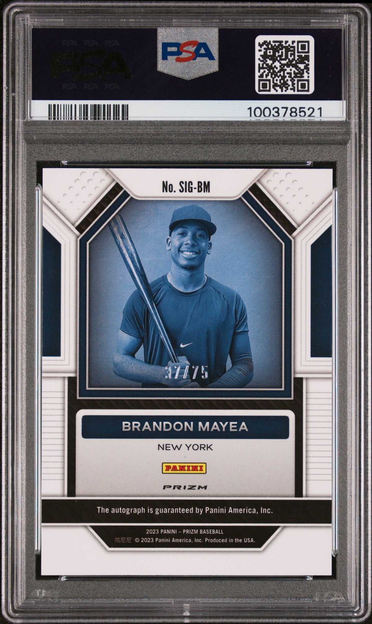 2023 Panini Prizm Signatures Brandon Mayea #SIGBM Green Scope PSA 10 /75