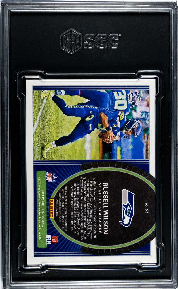 2021 Panini One Russell Wilson #53 Quad Patch Autograph Red SGC 9 Auto 10