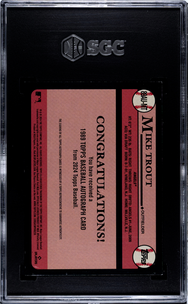 2024 Topps Update Mike Trout #89AU-MT '89 Design Autograph SGC 8