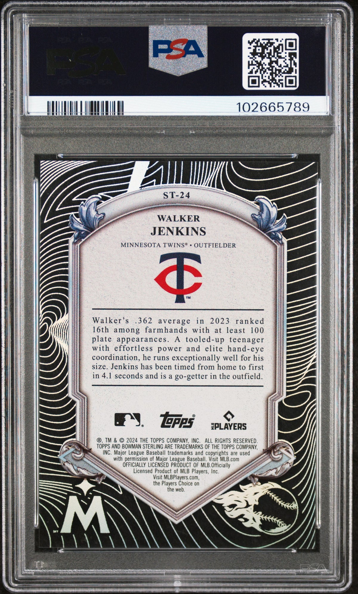 2024 Bowman Sterling Sterling Tek Walker Jenkins #ST24 PSA 10