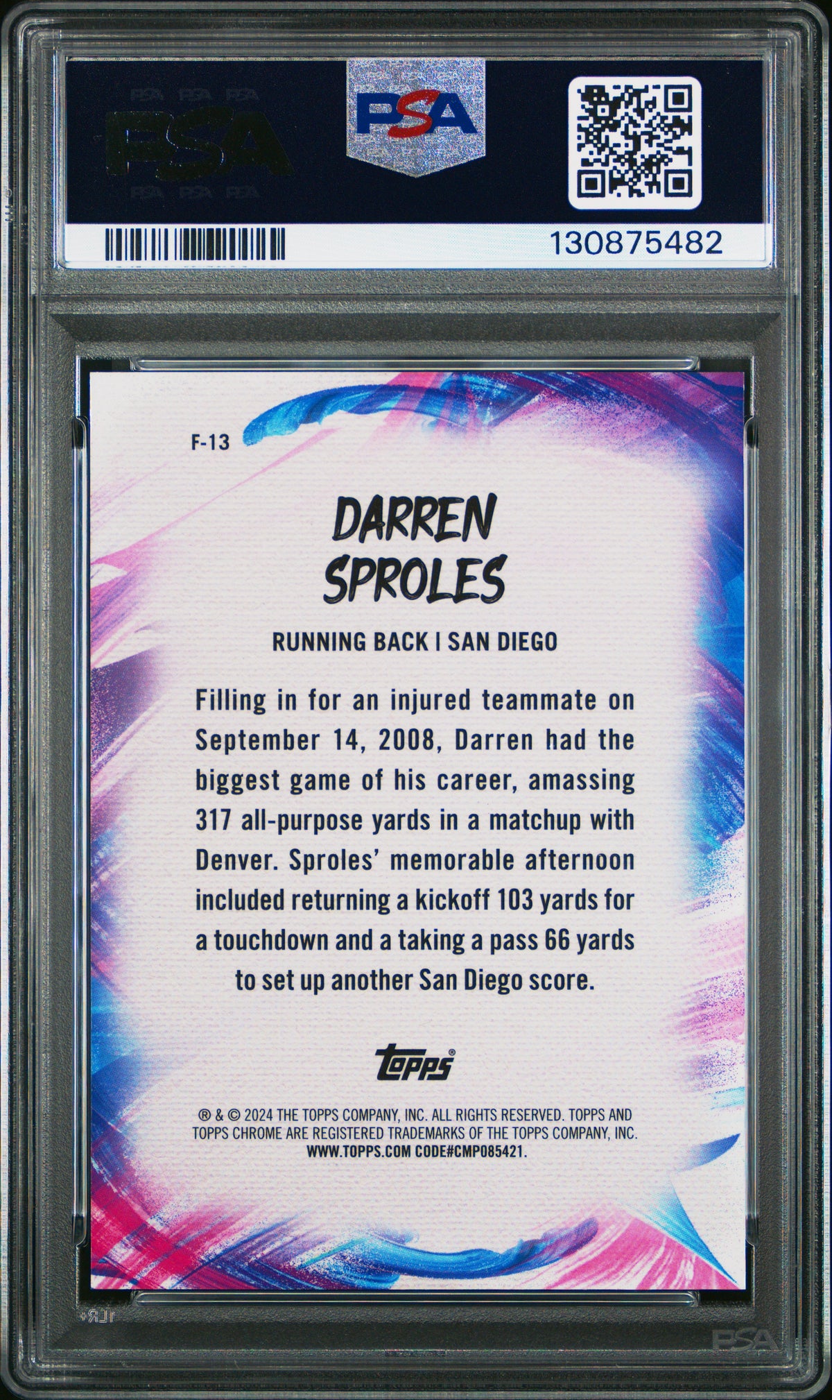 2024 Topps Chrome Finesse Darren Sproles #F13 Red Refractor 4/5 PSA 9