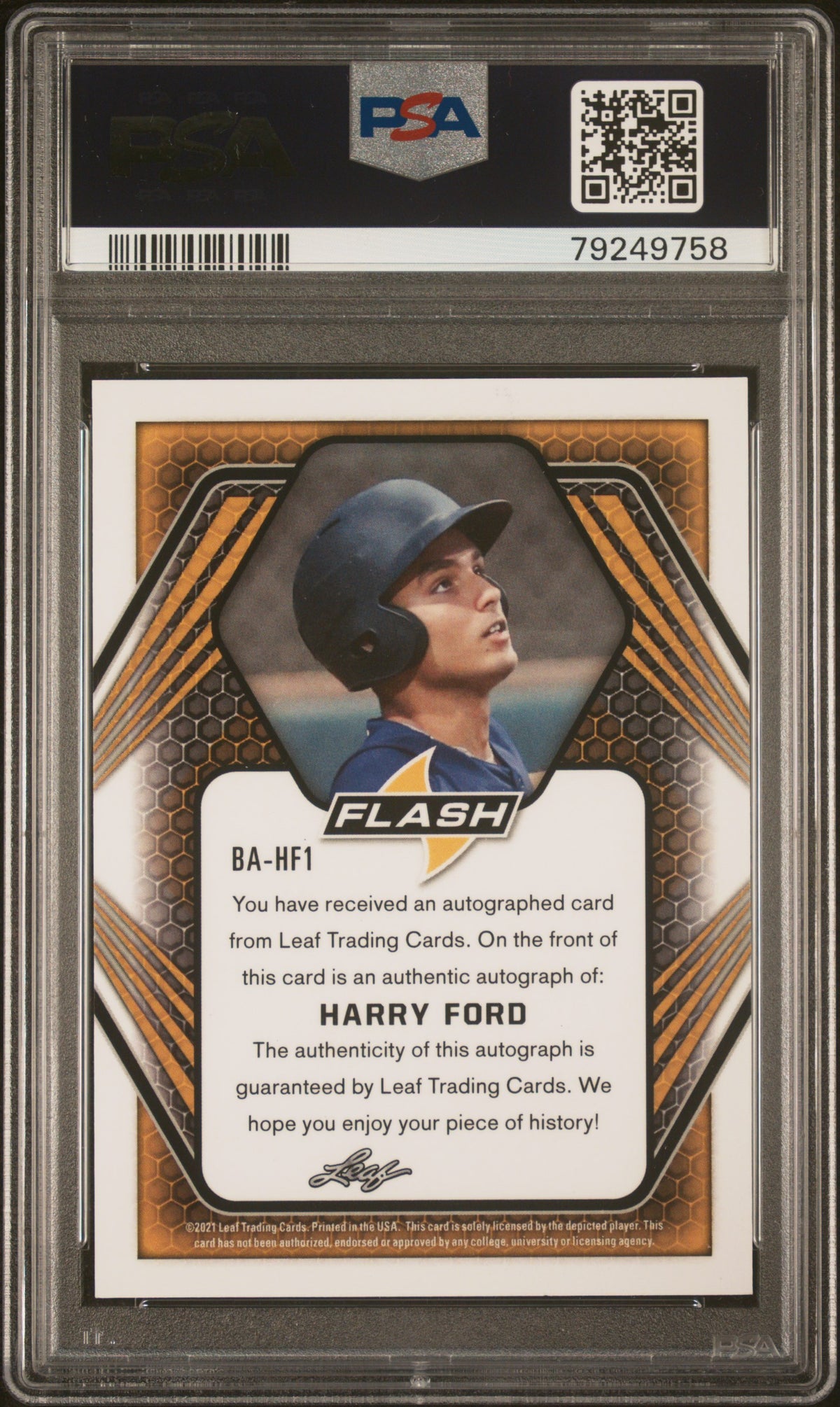 2021 Leaf Flash Autographs Harry Ford #HF1 PSA 8 Auto 9
