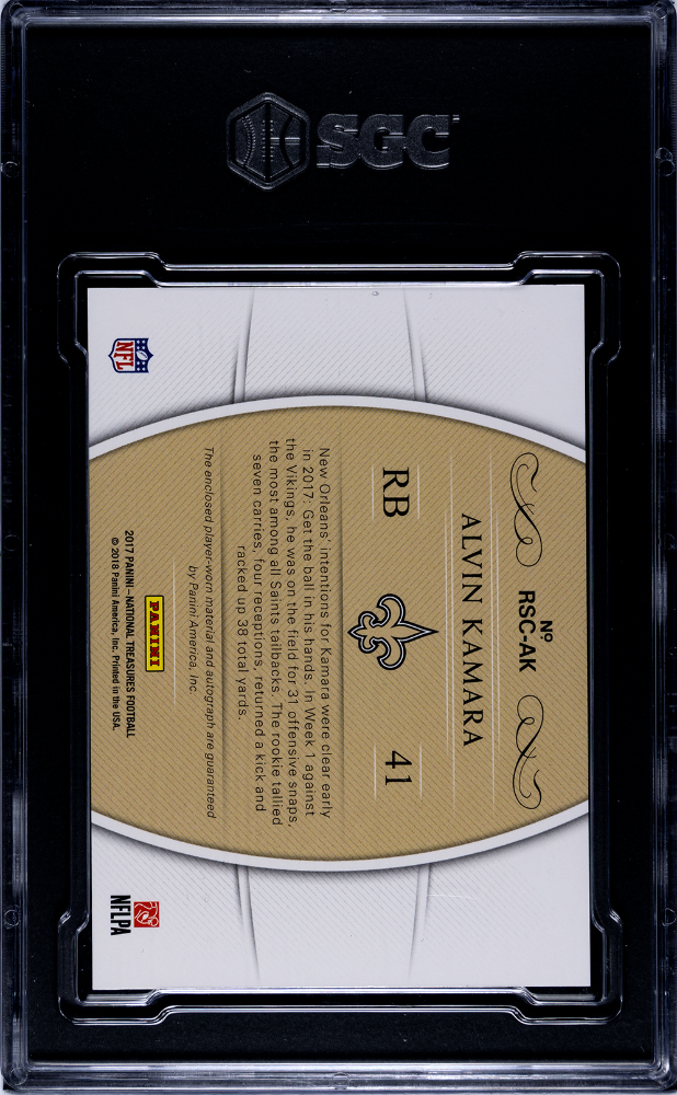 2017 Panini National Treasures Alvin Kamara #RSC-AK Rookie NFL Gear SGC