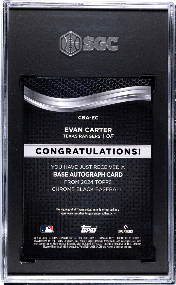 2024 Topps Chrome Black Evan Carter #CBA-EC Autograph SGC 9.5 Auto 10