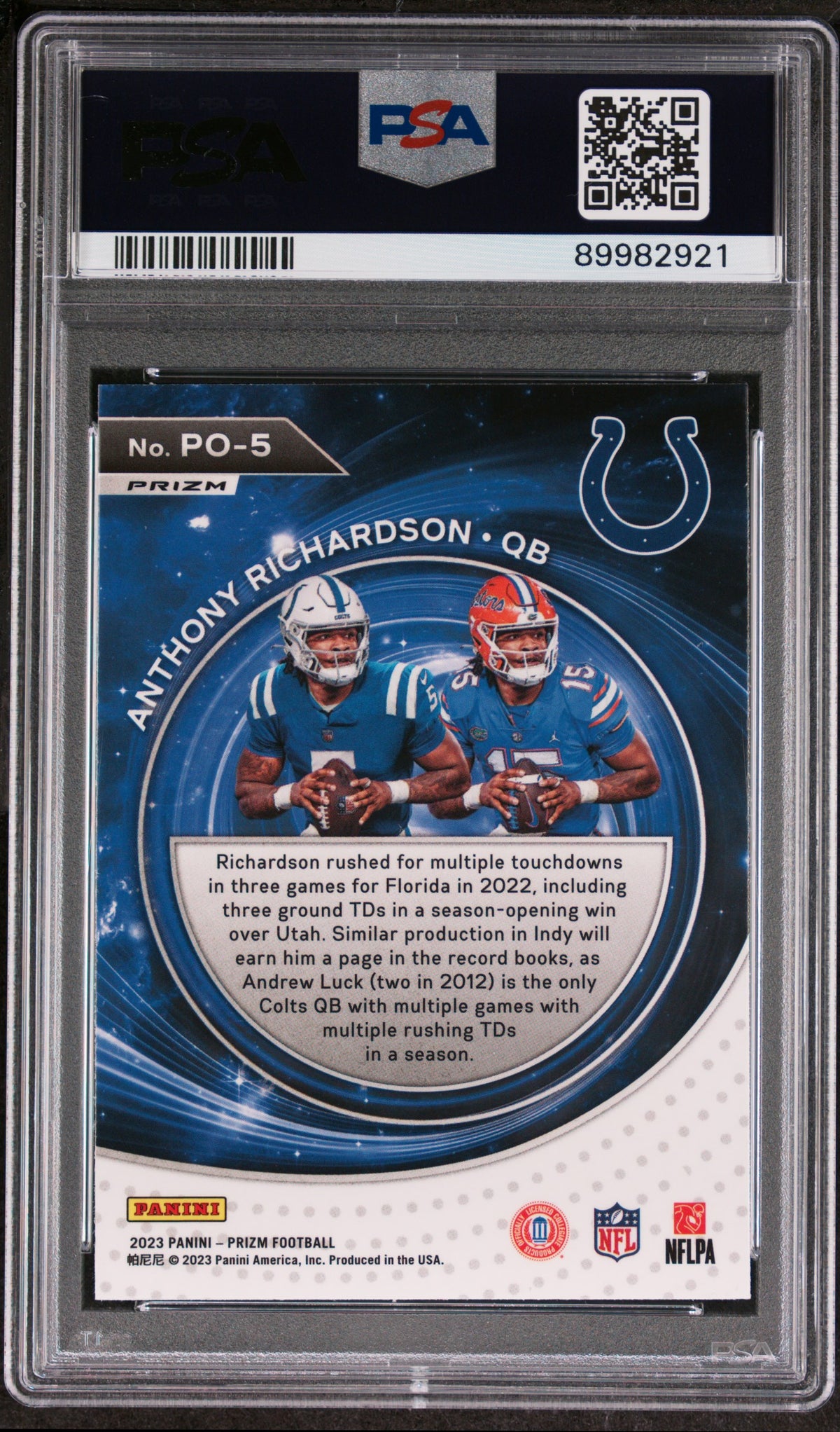 2023 Panini Prizm Portals Anthony Richardson #PO5 Green Wave PSA 10