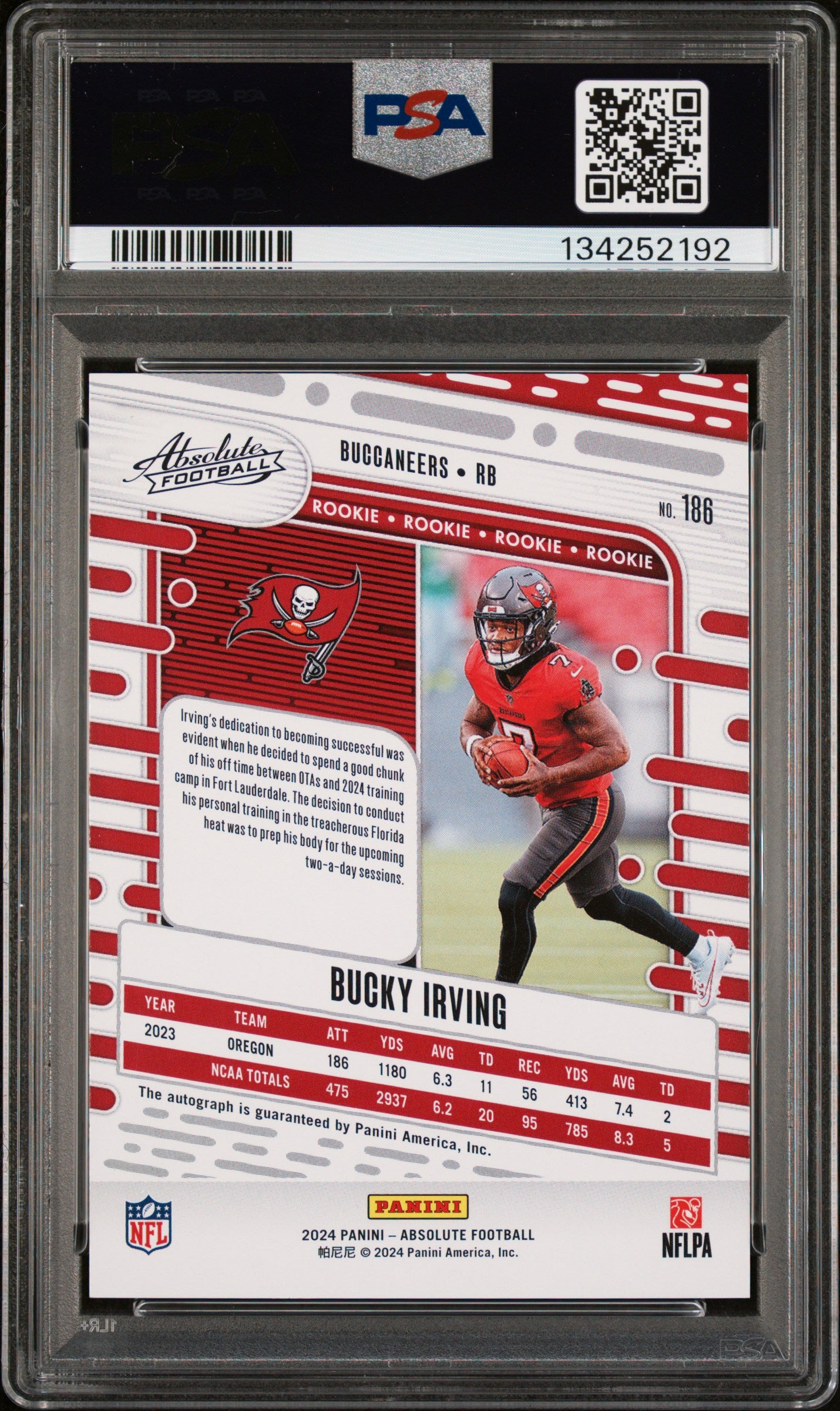 2024 Panini Absolute Bucky Irving #186 Signature Green Waves 10/25 PSA 9