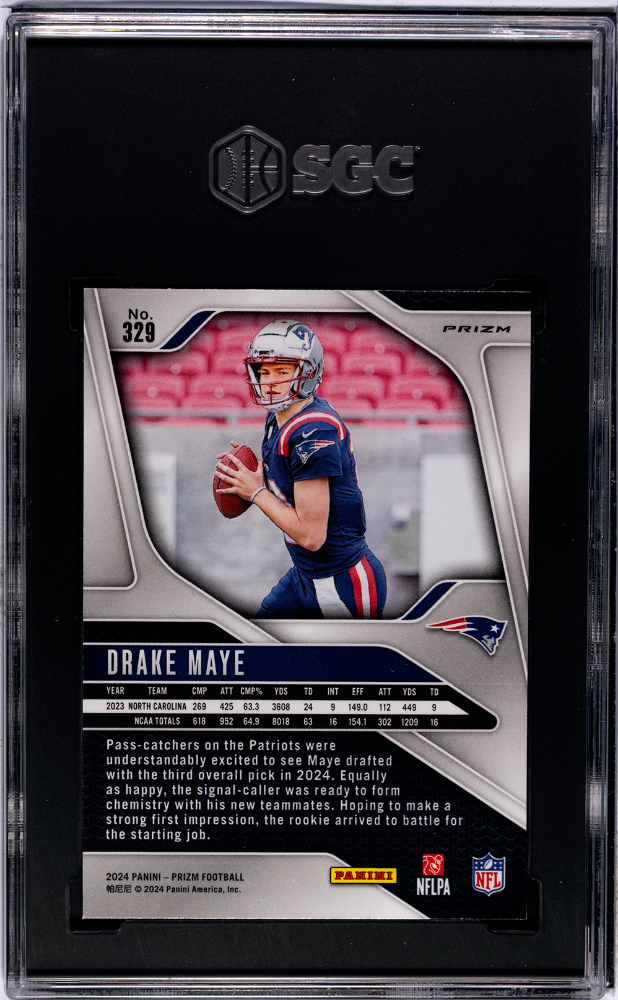 2024 Panini Prizm Drake Maye #329 Green Wave SGC 9