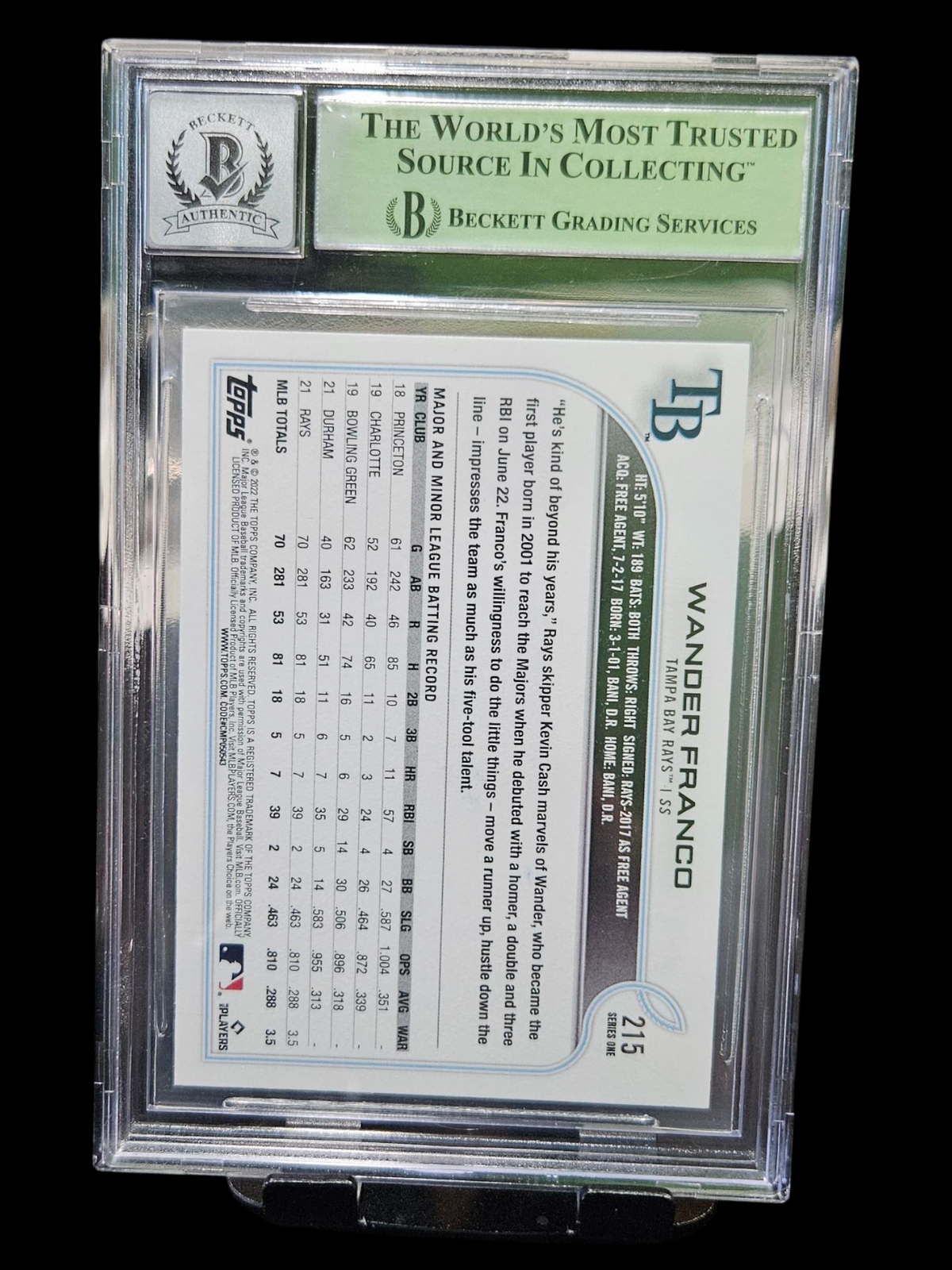 2022 Topps #215 BGS 0