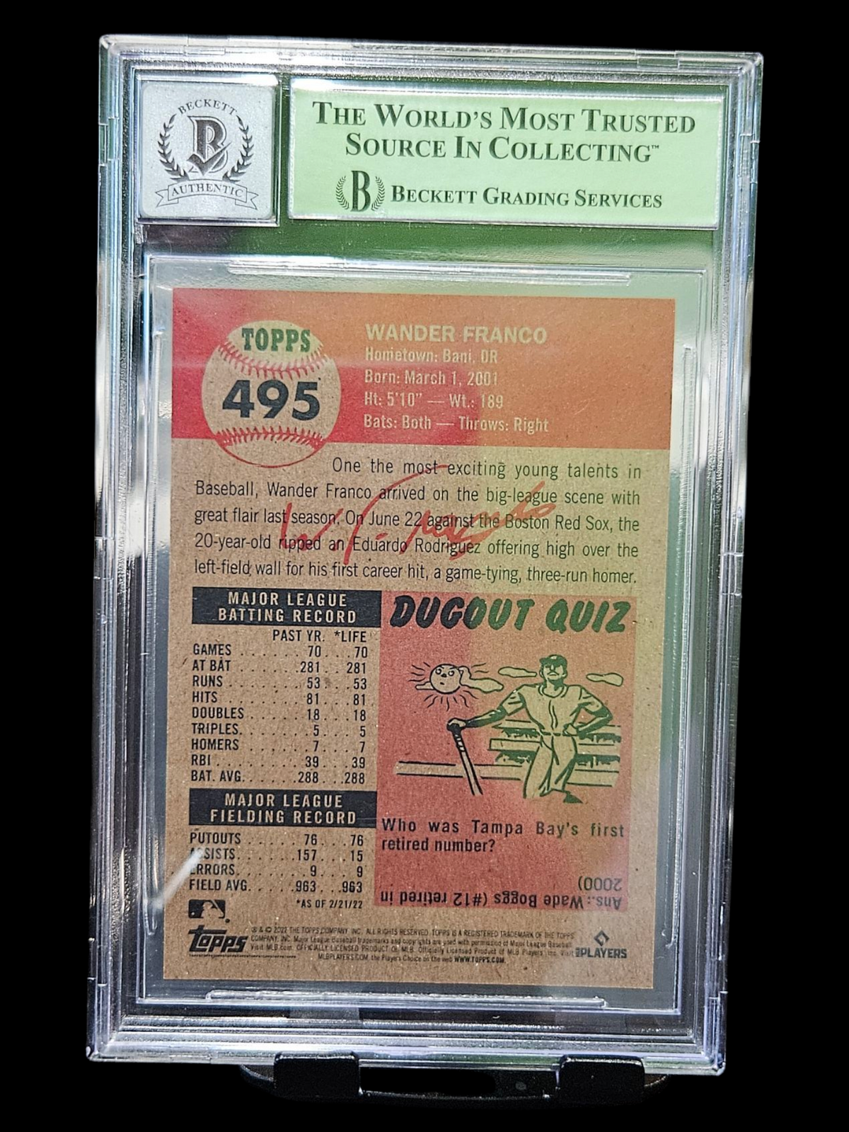 2022 Topps Living Wander Franco #495 /68228 BGS 0