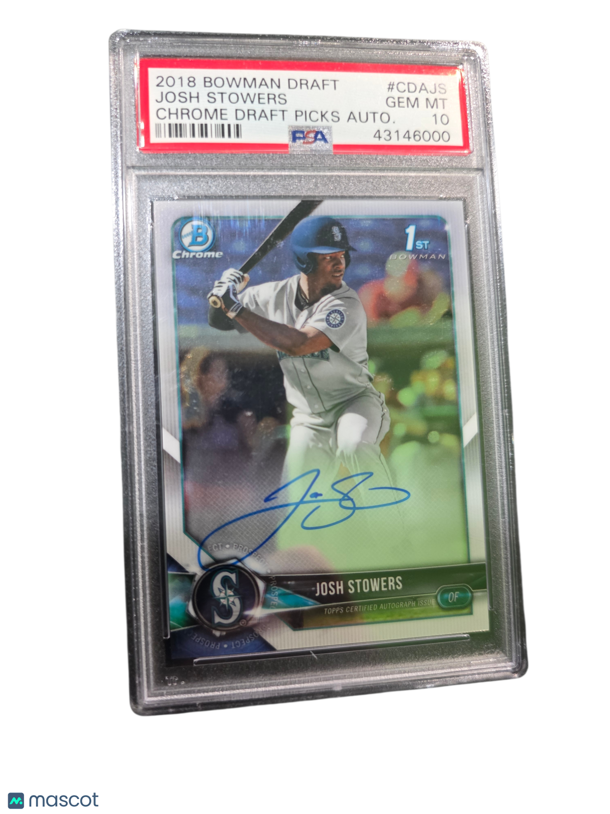 2018 Bowman Draft Chrome Draft Picks Autographs Josh Stowers #CDAJS PSA 10
