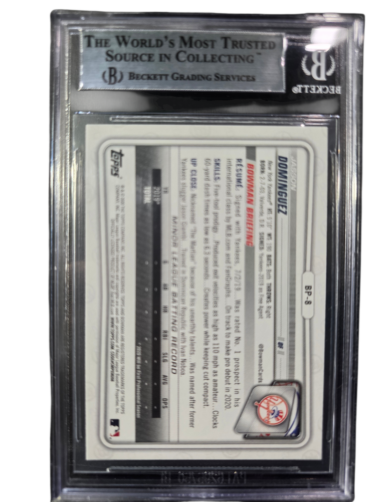 2020 Bowman Prospects Jasson Dominguez #BP8 BGS 9