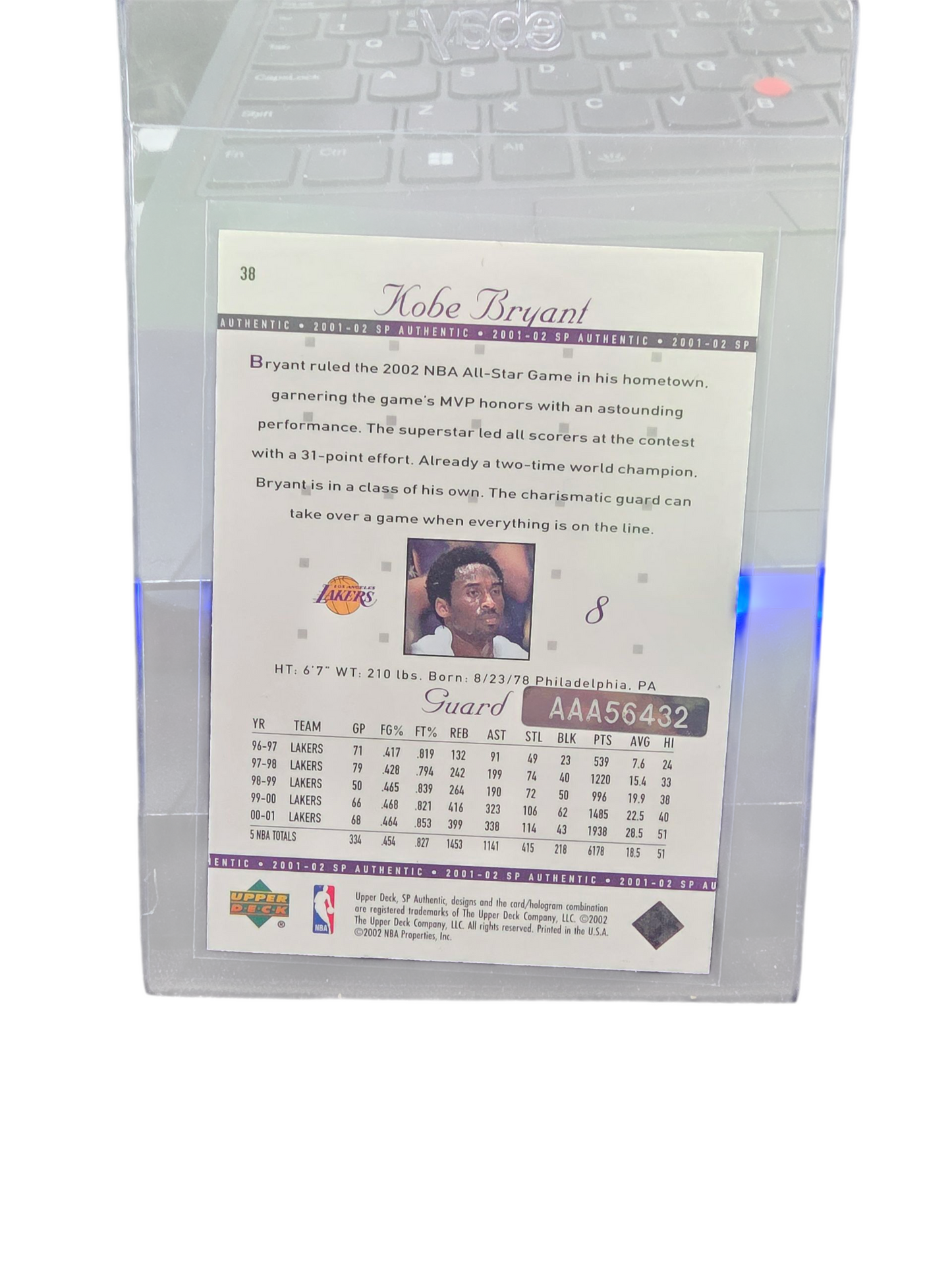 2002-03 Upper Deck SP Authentic Kobe Bryant #38 01/38