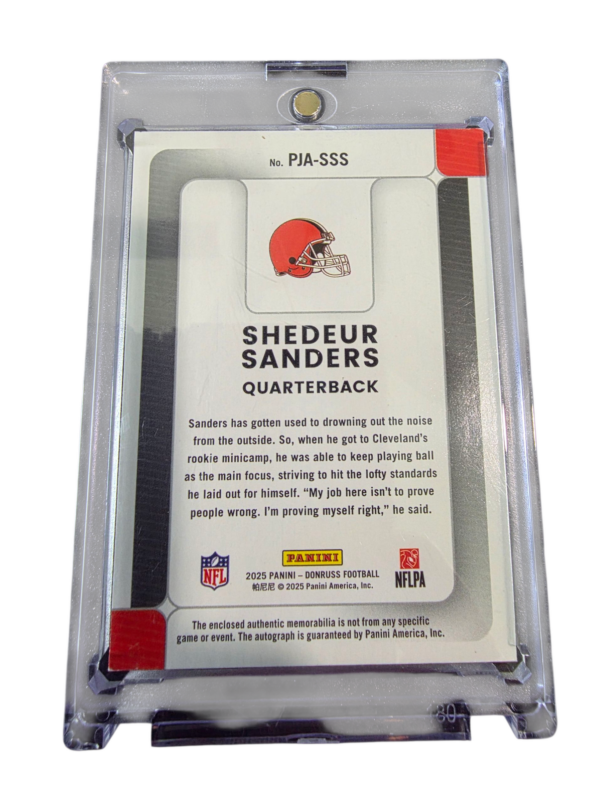 2025 Panini Donruss Phenom Shedeur Sanders #PJA-SSS 1/1 Shield Auto