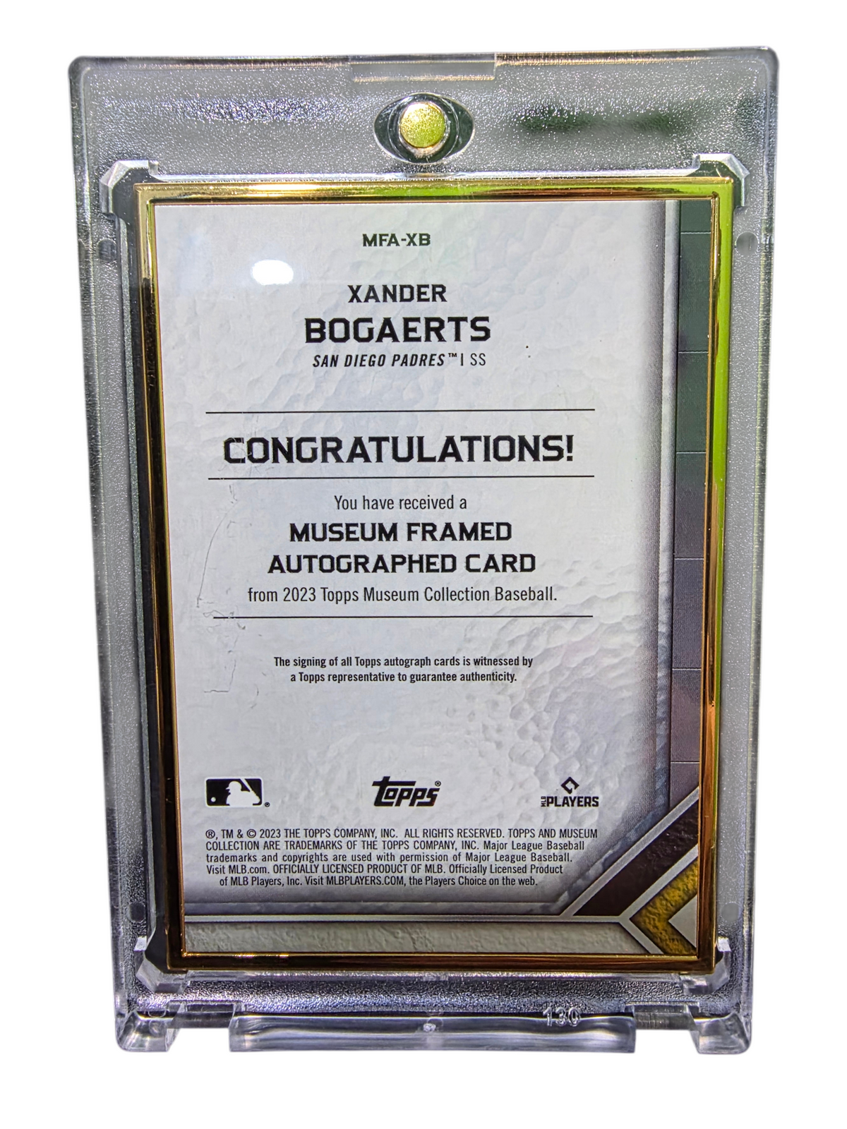 2023 Topps Museum Collection Xander Bogaerts #MFA-XB Gold Framed 08/10