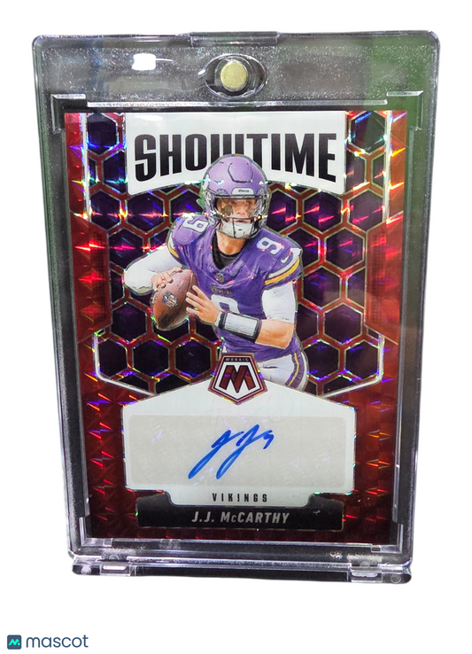 2025 Panini Mosaic Football Showtime J.J. McCarthy #SOS-JJM Red 097/199