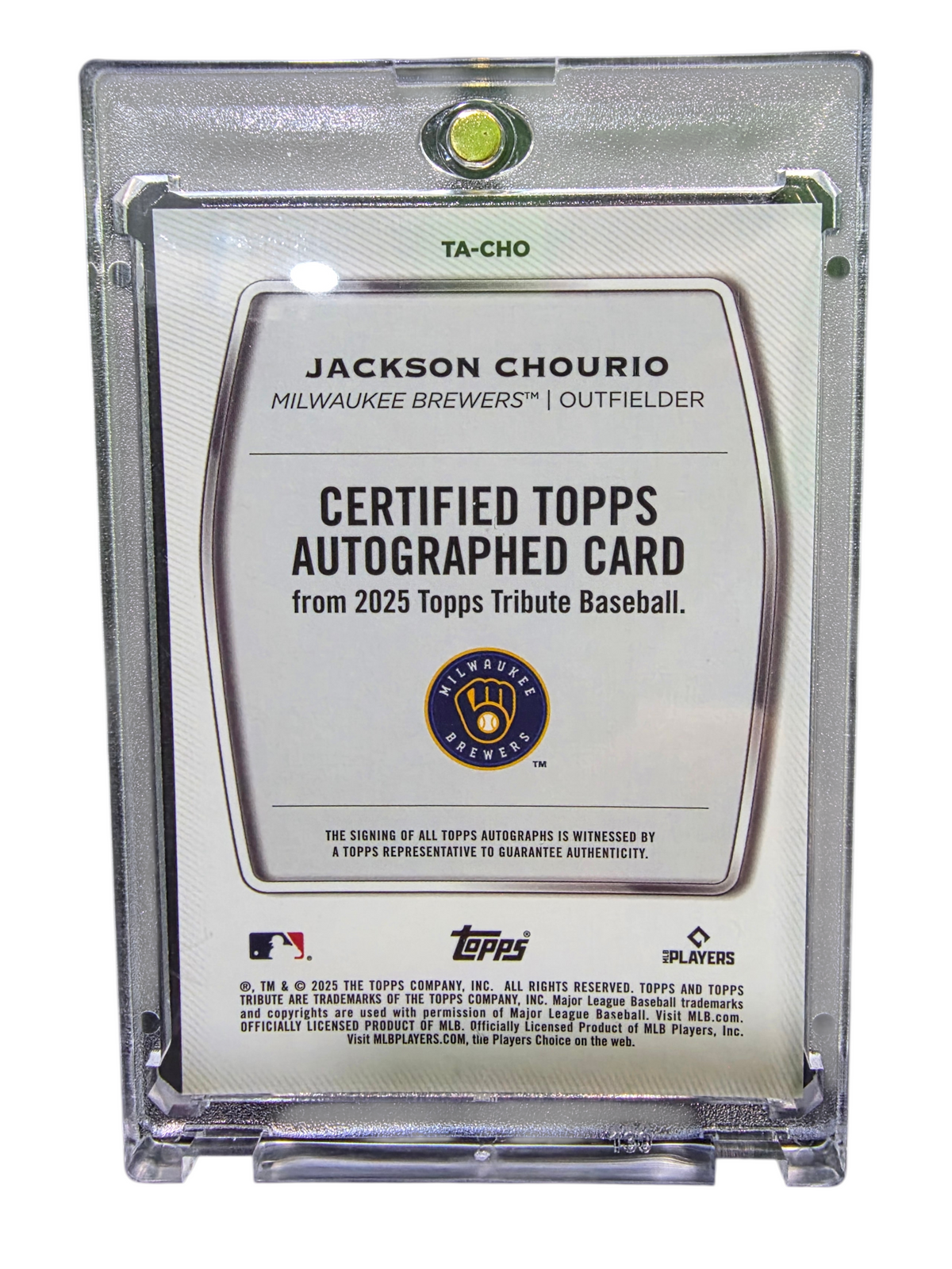 2025 Topps Tribute Baseball Jackson Chourio #TA-CHO 037/150