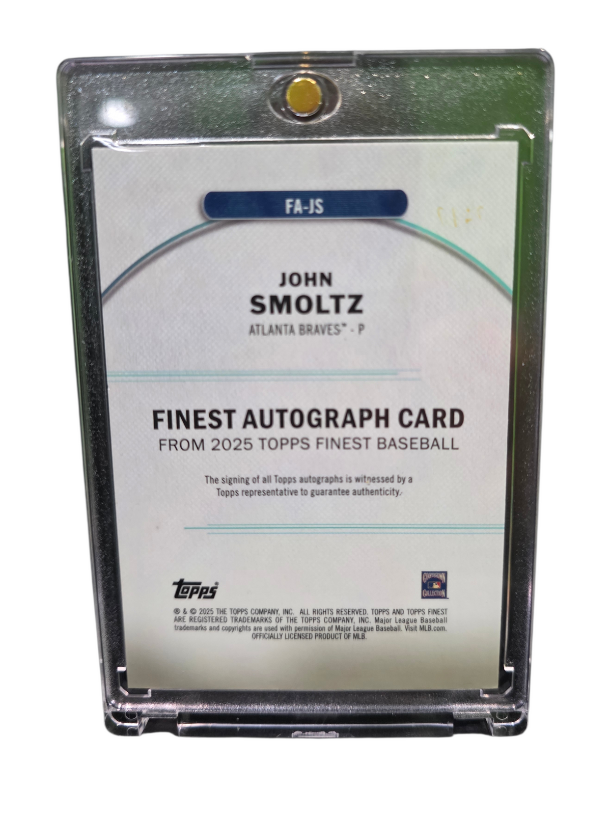 2025 Topps Finest John Smoltz #FA-JS Orange Refractor 23/25