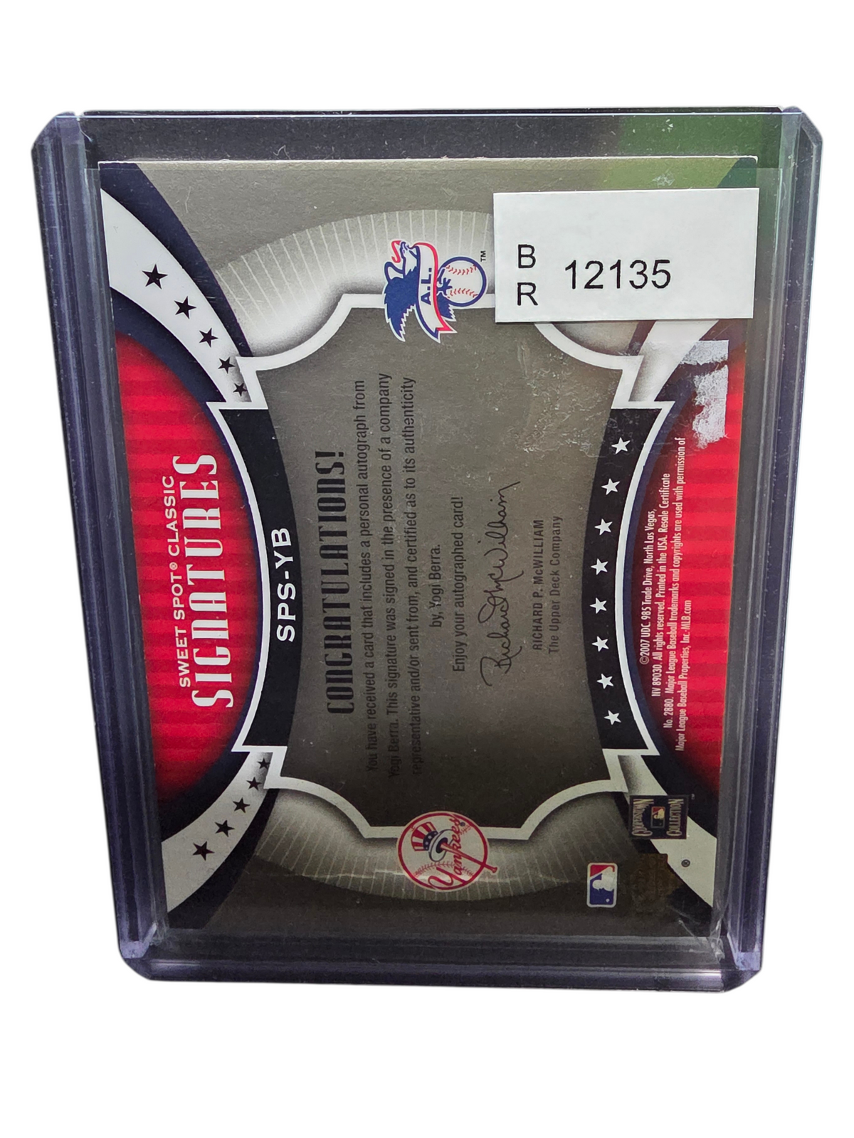 2007 Upper Deck Sweet Spot Classic Signatures Yogi Berra #SPS-YB 23/75