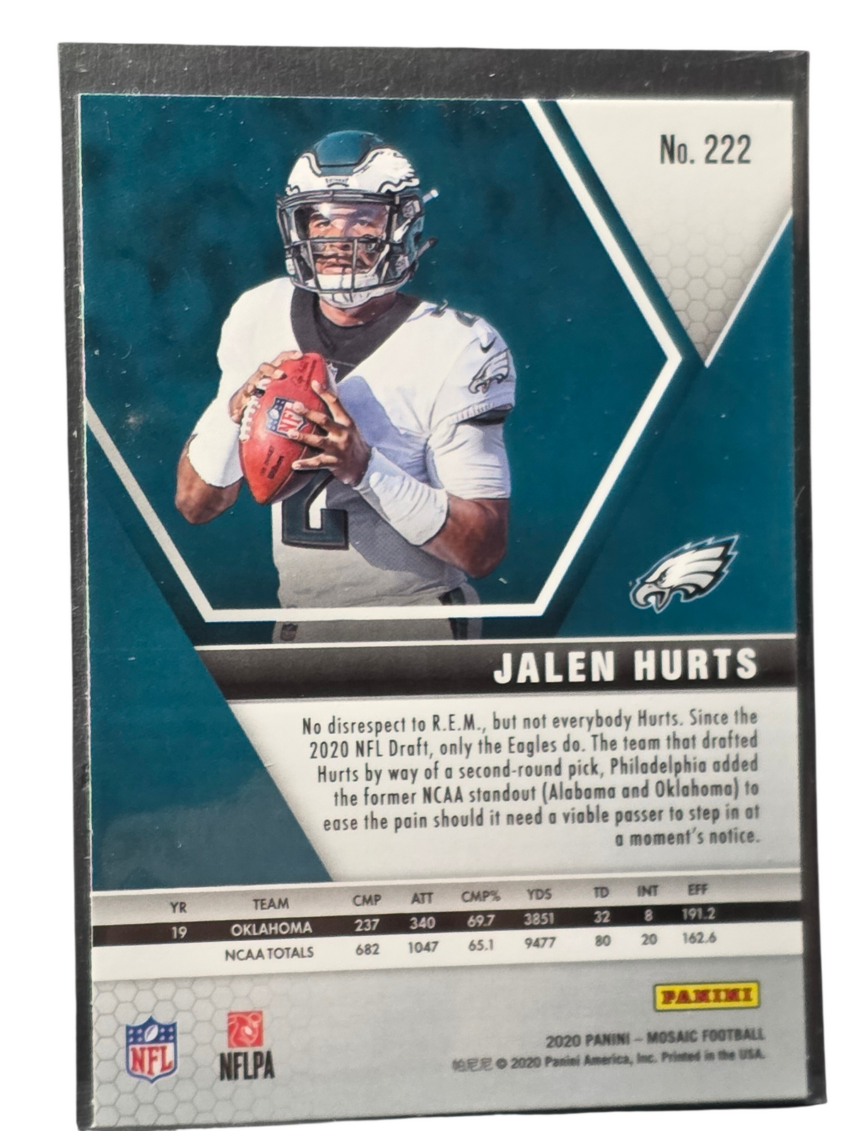 2020 Panini Mosaic Football Jalen Hurts #222 RC