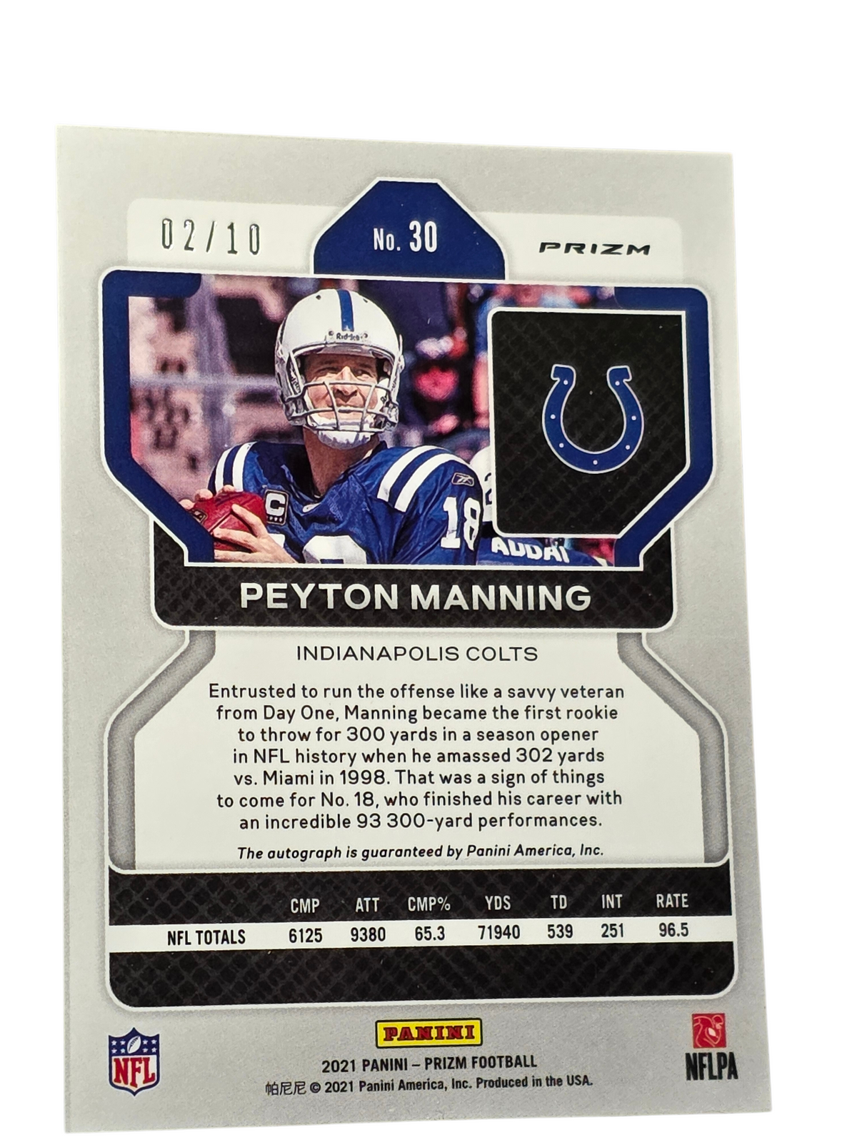 2021 Panini Prizm Football Peyton Manning #30 Red Shimmer 02/10