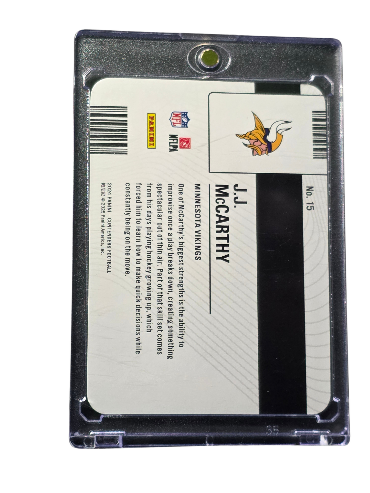 2025 Panini Contenders Permit to Dominate J.J. McCarthy #15