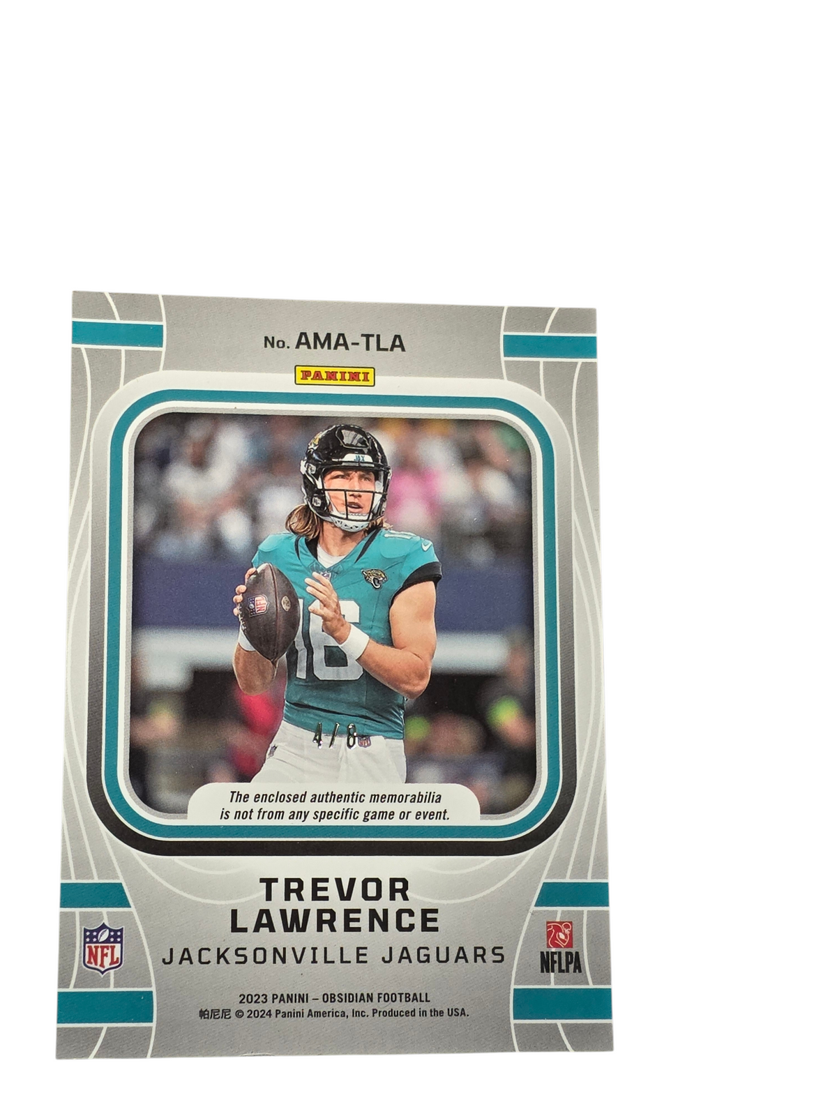 2024 Panini Obsidian Atomic Trevor Lawrence #AMA-TLA 4 / 8 Patch