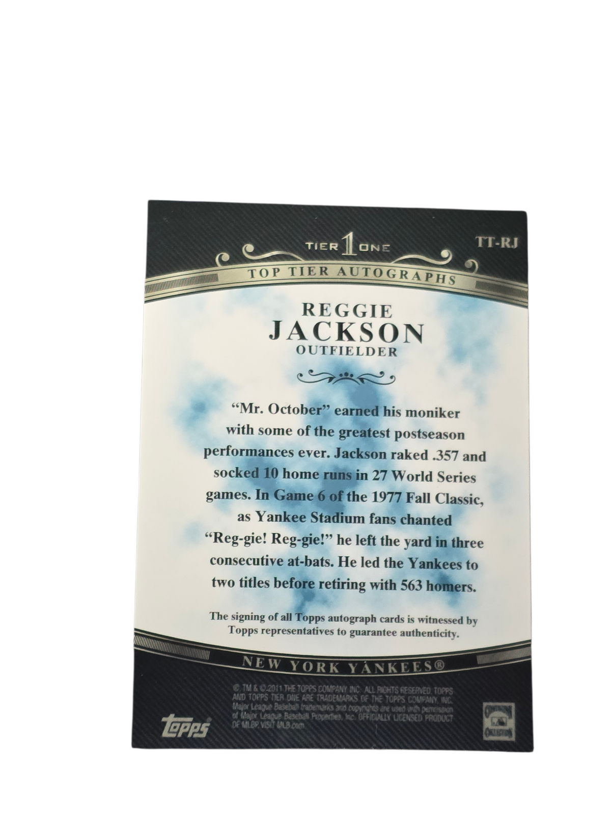 2011 Topps Tier One Top Tier Autographs Reggie Jackson #TT-RJ 56/99