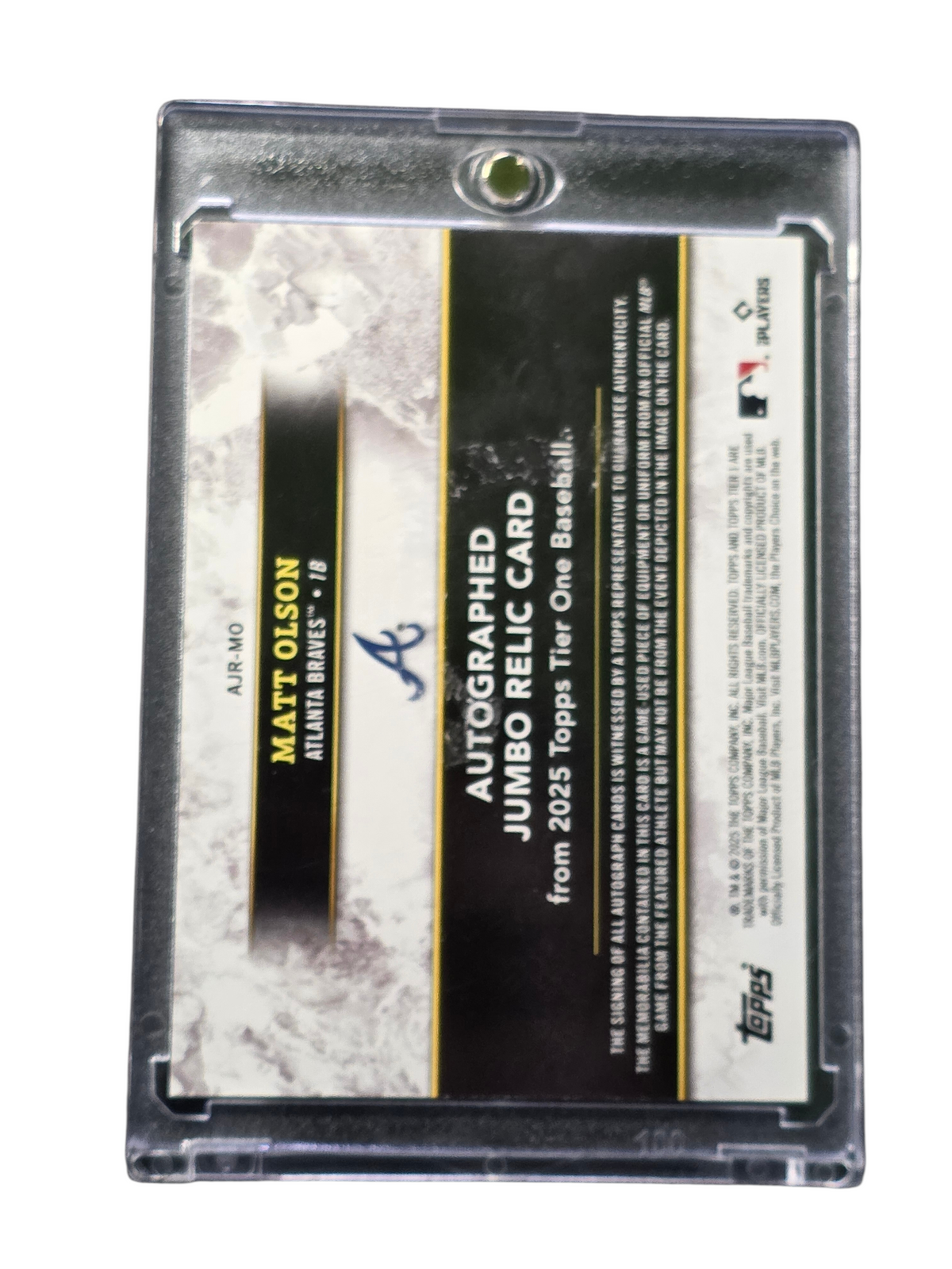 2025 Topps Tier One Matt Olson #AJR-MO Jumbo Relic 023/149