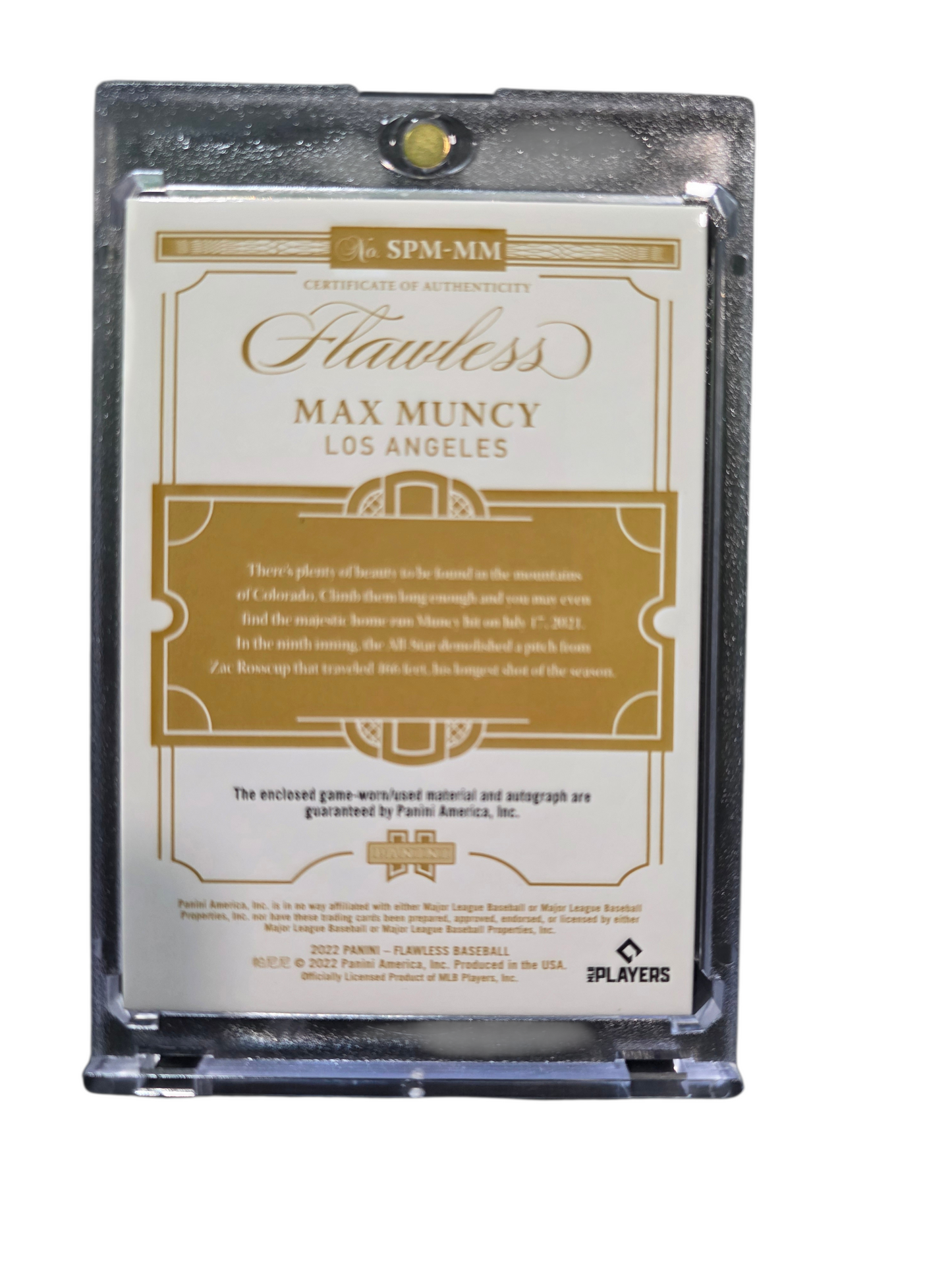2022 Panini Flawless Signature Prime Materials Max Muncy #SPM-MM Patch 11/20