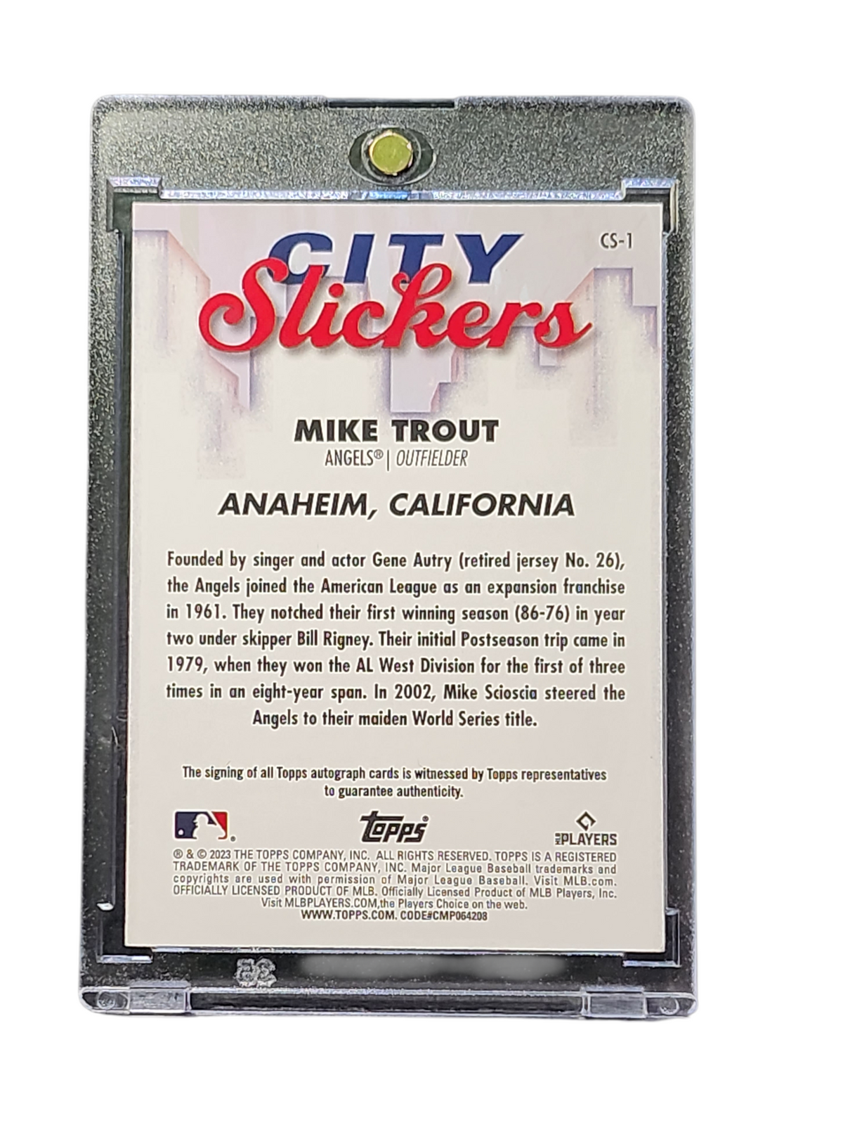 2023 Topps Big League City Slickers Mike Trout #CS-1 11/25