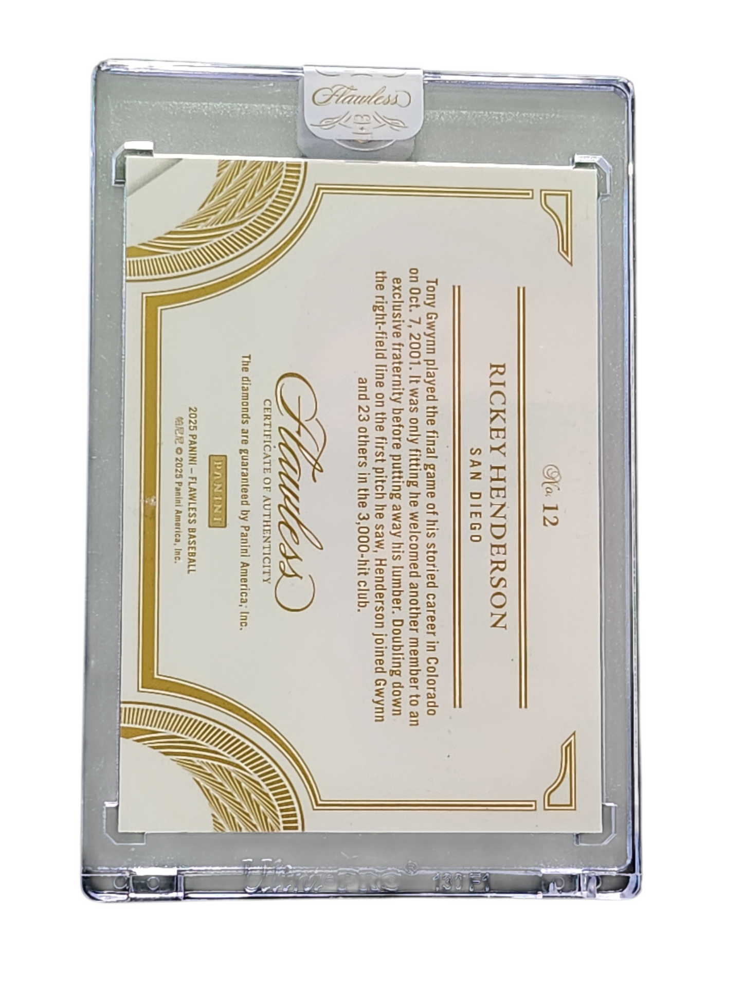 2025 Panini Flawless 3000 Hit Club Rickey Henderson 01/25