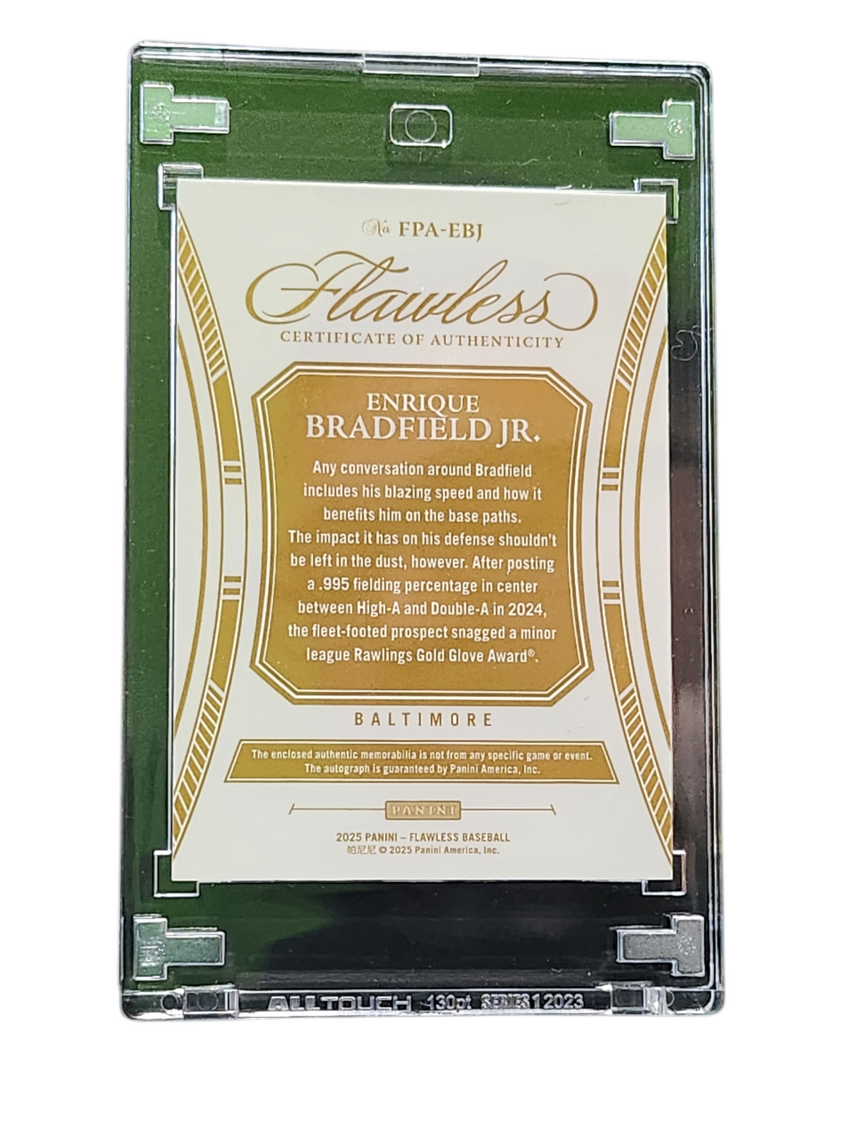 2025 Panini Flawless Baseball Enrique Bradfield Jr. #FPA-EBJ 24/25