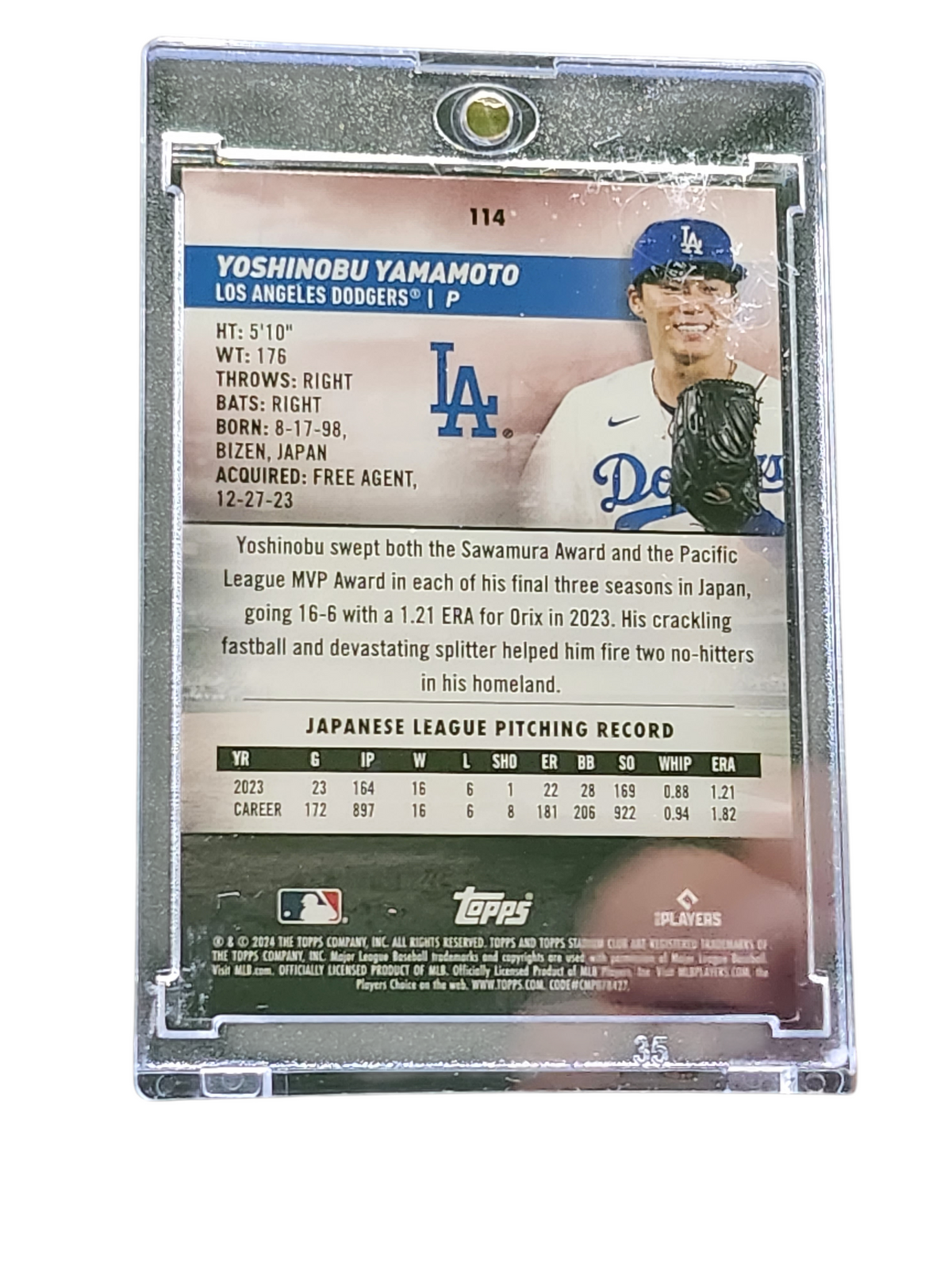2024 Topps Stadium Club Yoshinobu Yamamoto #114 RC