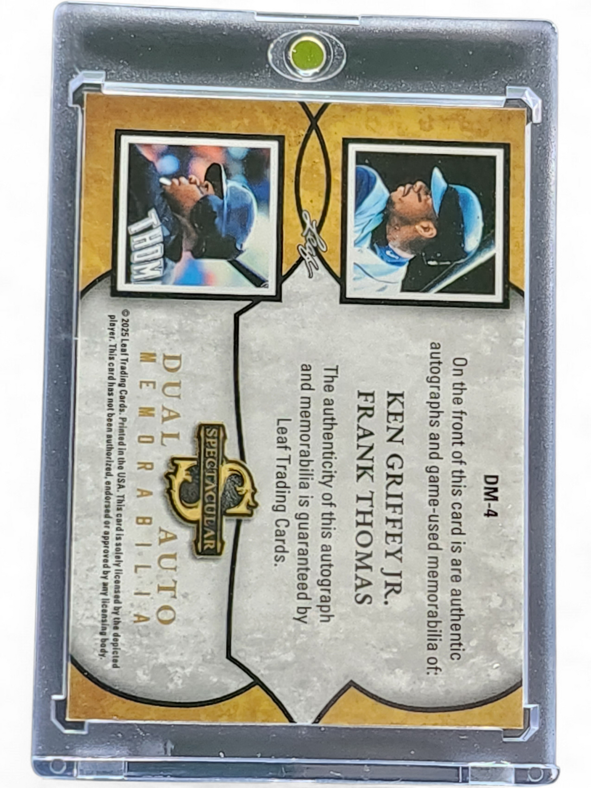 2025 Leaf Spectacular Dual Auto Ken Griffey Jr Frank Thomas #DMA 2/5 Game-Used