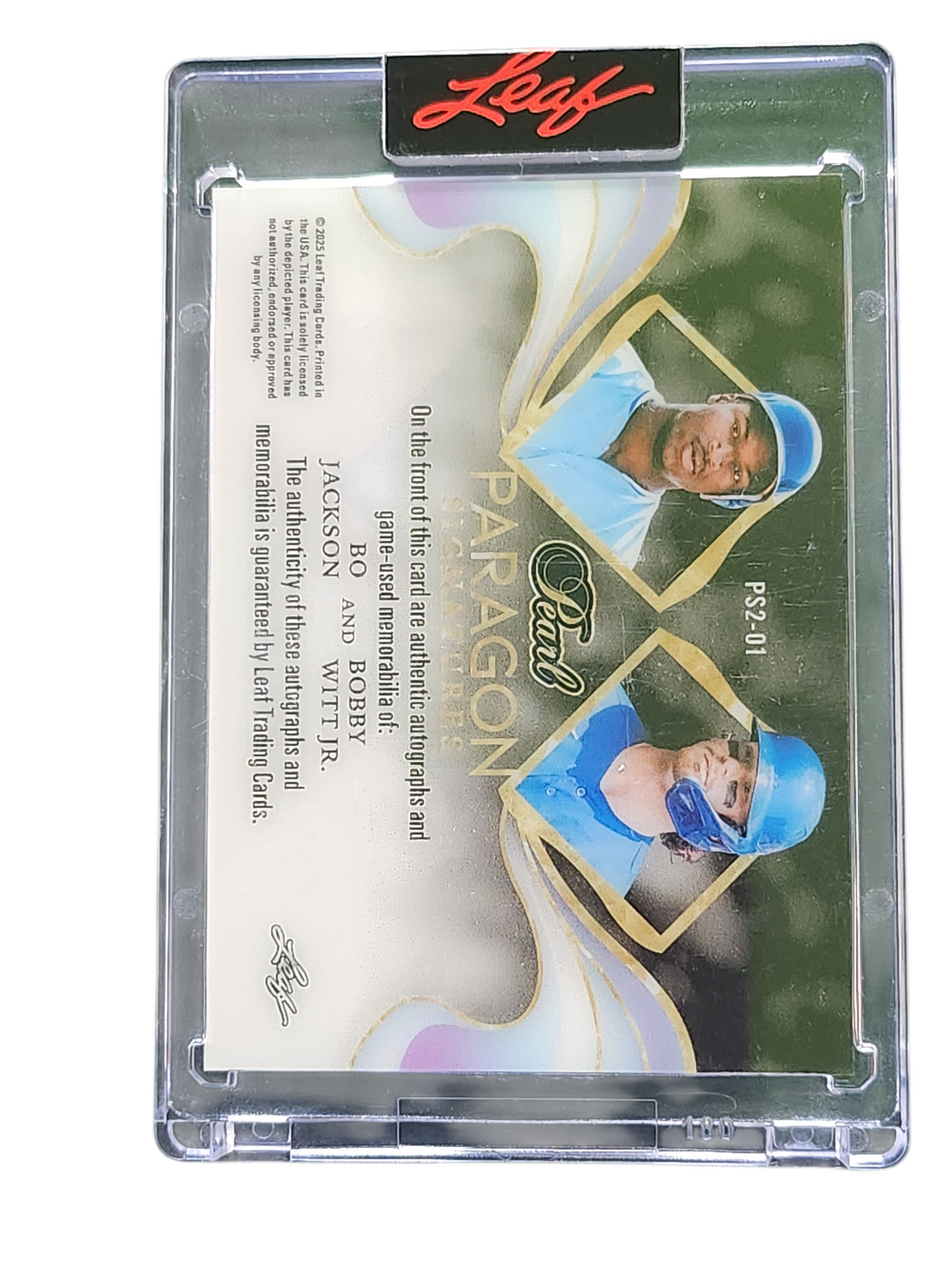 2025 Leaf Bo Jackson Bobby Witt Jr. #PS2-01 Dual Auto 8/10 Dual Game-Used